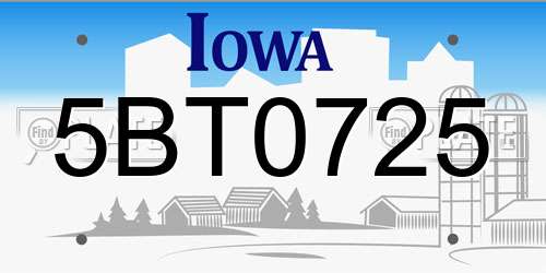 5BT0725 Iowa License Plate