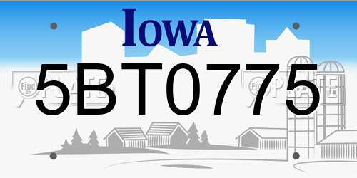 5BT0775 Iowa License Plate