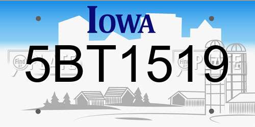 5BT1519 Iowa License Plate