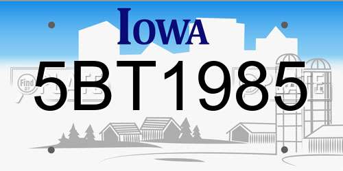 5BT1985 Iowa License Plate
