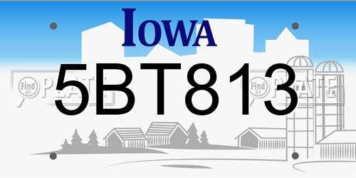 5BT813 Iowa License Plate