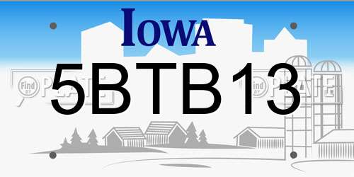 5BTB13 Iowa License Plate