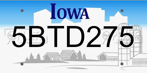 5BTD275 Iowa License Plate