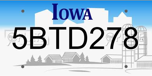 5BTD278 Iowa License Plate
