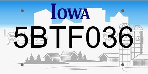 5BTF036 Iowa License Plate