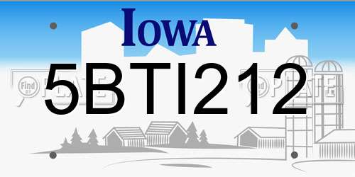 5BTI212 Iowa License Plate