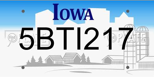 5BTI217 Iowa License Plate