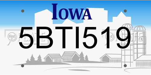 5BTI519 Iowa License Plate