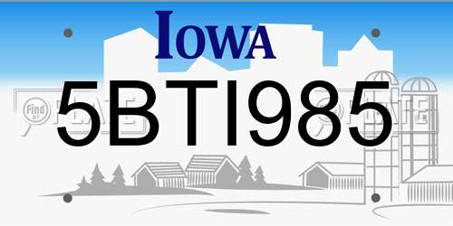 5BTI985 Iowa License Plate