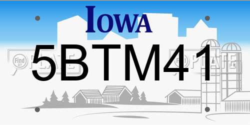 5BTM41 Iowa License Plate