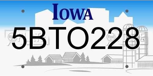 5BTO228 Iowa License Plate