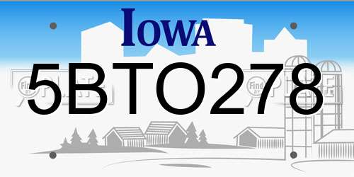 5BTO278 Iowa License Plate
