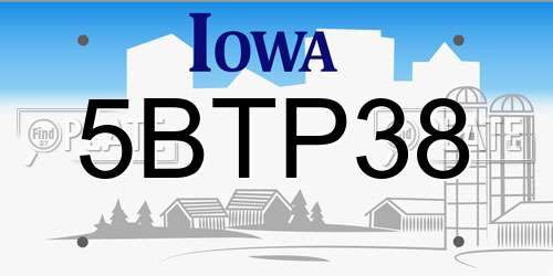 5BTP38 Iowa License Plate