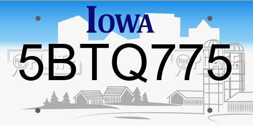 5BTQ775 Iowa License Plate
