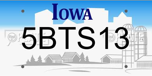5BTS13 Iowa License Plate