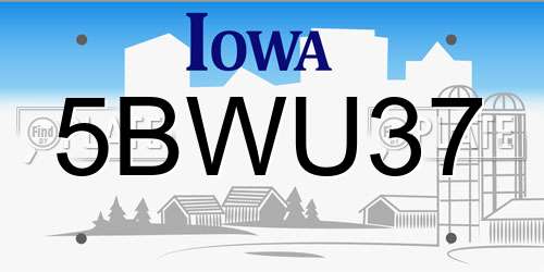5BWU37 Iowa License Plate