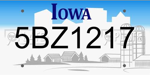 5BZ1217 Iowa License Plate