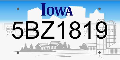 5BZ1819 Iowa License Plate