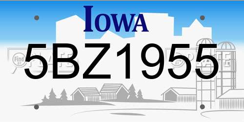 5BZ1955 Iowa License Plate