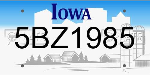 5BZ1985 Iowa License Plate