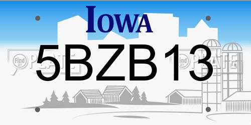 5BZB13 Iowa License Plate