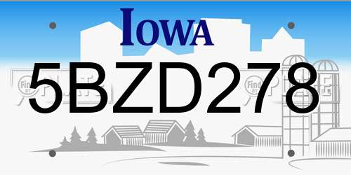 5BZD278 Iowa License Plate