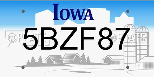 5BZF87 Iowa License Plate