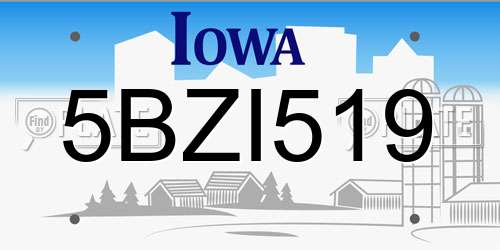 5BZI519 Iowa License Plate