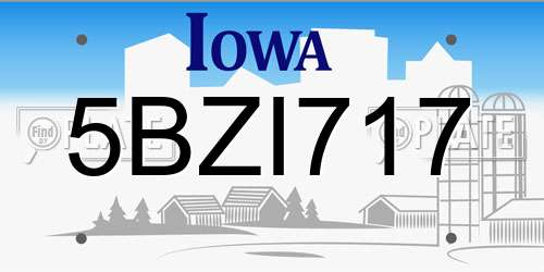 5BZI717 Iowa License Plate