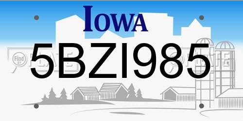 5BZI985 Iowa License Plate