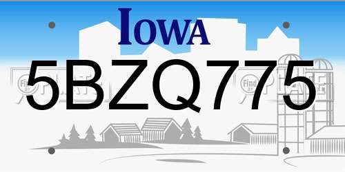 5BZQ775 Iowa License Plate