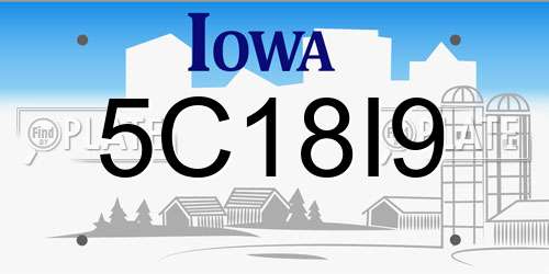 5C18I9 Iowa License Plate