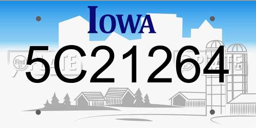 5C21264 Iowa License Plate