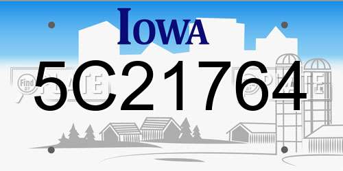5C21764 Iowa License Plate