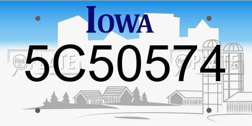 5C50574 Iowa License Plate
