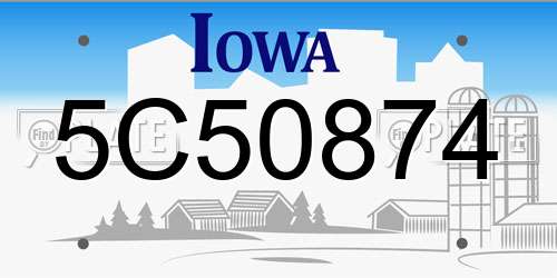 5C50874 Iowa License Plate