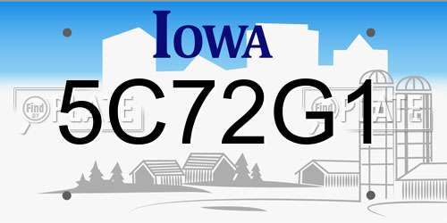 5C72G1 Iowa License Plate
