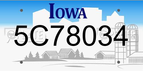 5C78034 Iowa License Plate