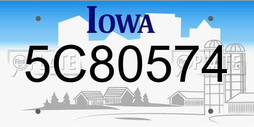 5C80574 Iowa License Plate