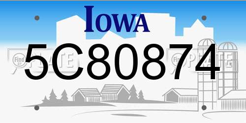 5C80874 Iowa License Plate