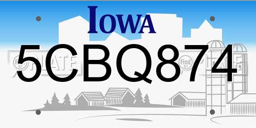 5CBQ874 Iowa License Plate
