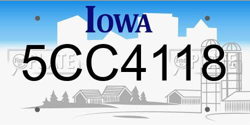 5CC4118 Iowa License Plate