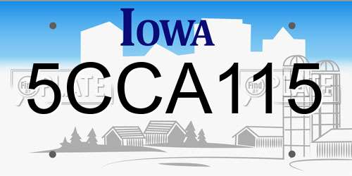 5CCA115 Iowa License Plate