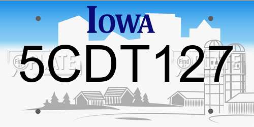 5CDT127 Iowa License Plate