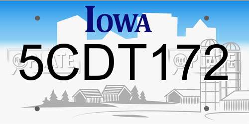 5CDT172 Iowa License Plate