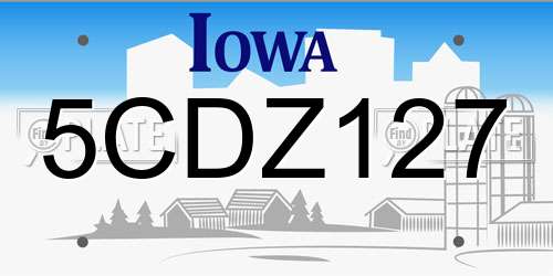 5CDZ127 Iowa License Plate