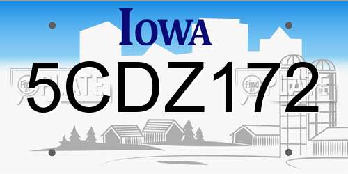5CDZ172 Iowa License Plate