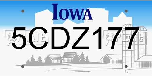 5CDZ177 Iowa License Plate