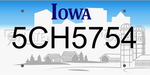 5CH5754 Iowa License Plate