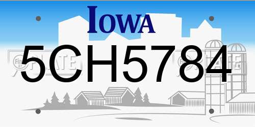 5CH5784 Iowa License Plate